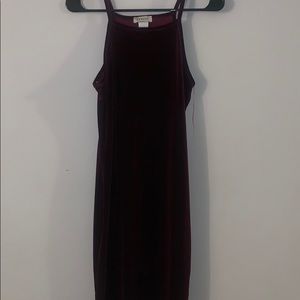 Burgandy strap dress that stops at your knees